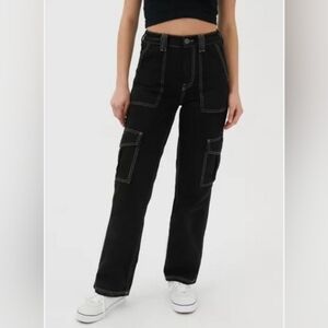 BDG women’s high-waisted contrast stitch skate jean in black size 26